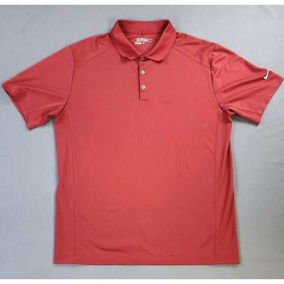 Nike Golf Shirt Mens Large Red Crimson Dri-Fit Polo Tour Performance Active - Picture 1 of 16